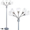 Modern 5 Head Floor Lamp with White Acrylic Shades – Tall Standing Uplighter Lamp – Adjustable Standard Lamp for Living Room – Freestanding Light Fitting with Foot Switch