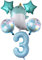 DIWULI großes Wal Luftballon Set, XXL Zahl 3 Zahlen-Ballon Blau, Folien-Ballon, Stern-Ballon 3. Kinder-Geburtstag Junge Mädchen, Dekoration, Ballon-Set Deko, Meer, Meerestier, Tier-Ballon, Tier-Party