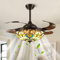 APBEAMLighting Retro Ceiling Fan Light Retractable Reverse Blades LED Dimmable Fandelier with Remote Control for Bedroom L.
