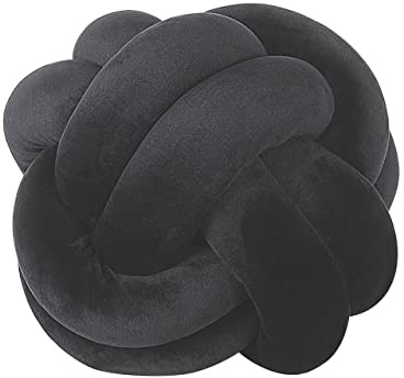 Modernes Knoten-Ball Dekokissen Samtstoff schwarz rund 20 x 20 cm Malni