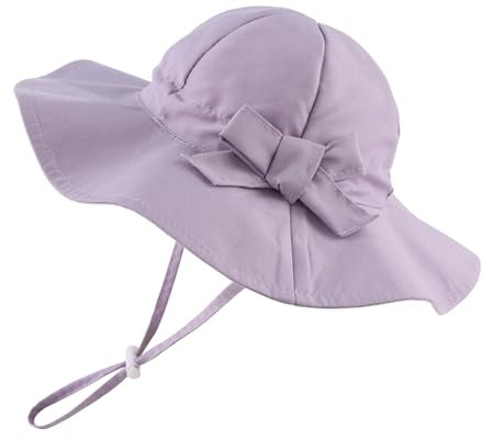 Pesaat Baby Sonnenhut Mädchen Sommermützen UV-Schutz mit Schleife Kinder Sommerhut Baby Mädchen Mütze Sommer (Lila, 6-12Monate)