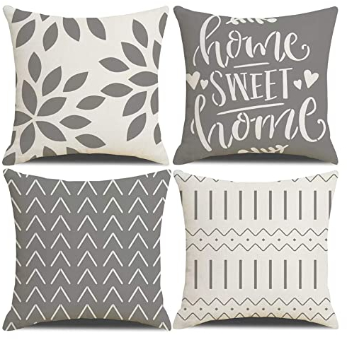 Homefeelzydys Kissenbezüge,Moderne Geometrie dekorative Baumwoll-Leinen-Kissenbezüge mit unsichtbarem Reißverschluss 45 x 45 cm Kissenbezug, 4er-Set für Wohnzimmerstuhl Sofa