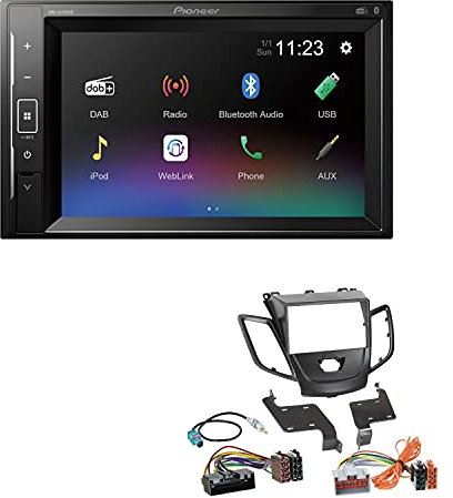 Pioneer DMH-A240DAB 2-DIN Autoradio Bluetooth DAB USB passend für Ford Fiesta 2008-2013 schwarz ohne Display