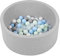 SELONIS Piscine À Balles 70X30cm/150 Balles Ronde en Mousse pour Bébé Enfant, Gris Clair:Perle/Gris/Transparent/Bleubaby/Menthe