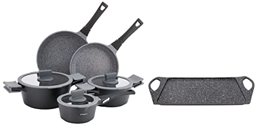 Tognana Ambiziosa Batteria, Alluminio Pressofuso, Nero & Sphera Grill Rettangolare, Alluminio