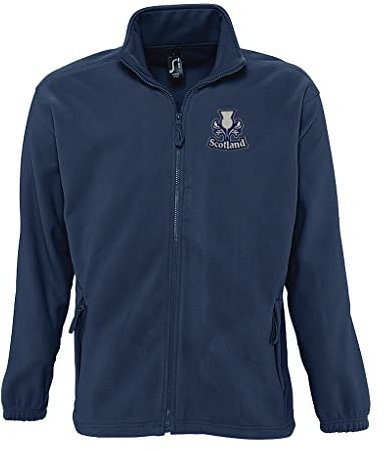Schottische Rugby-Fleecejacke mit gesticktem Logo, durchgehender Reißverschluss, weiches Anti-Pill-Fleece, 6 National-Meister, tolle Möglichkeit, sich beim Rugby warm zu halten, navy, XXXL