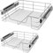 CASARIA® 2x Pull Out Telescopic Kitchen Drawer | For 60cm Units - 56cm Internal Cabinet Dimensions | Chrome-Plated | 25kg Load Capacity | Basket Shelf Organiser Storage Space Saving