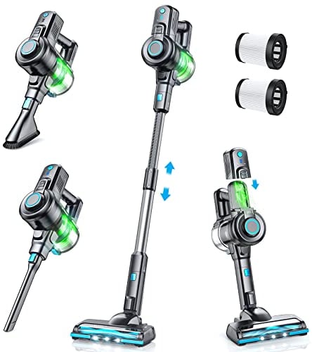 Oraimo Cordless Vacuum Cleaner, 6-in-1 Self-Standing Stick Vacuum,1000ML Powerful Cordless Vacuum with LED Light, 35 Mins Runtime, Cordless Hoover for Hard Floors, Pet Hair