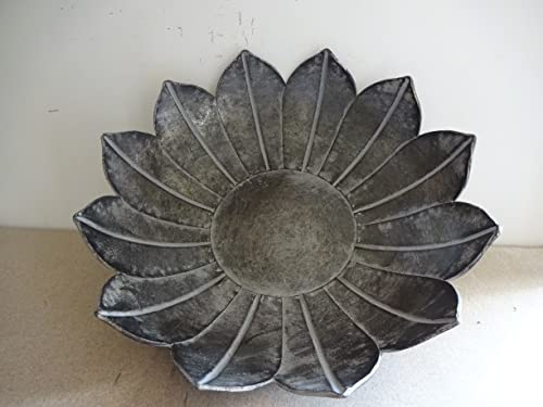 Schale Sonnenblumenschale Blütenschale Ablage Schüssel Obstschale antik silber Shabby Chic Ø 33 cm