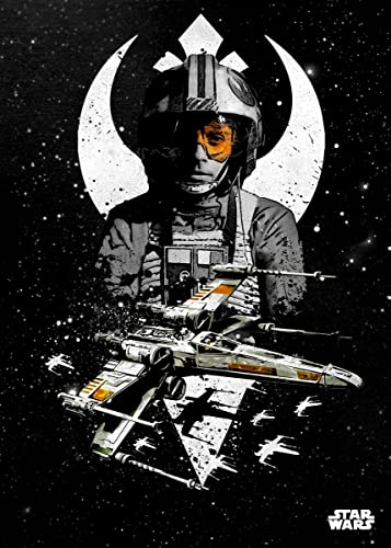 Displate Offiziell Star Wars MetallPoster Magnetische Befestigung Inklusive Lizenziert Bilder Hochwertiges Poster Star Wars Pilots - X-Wing Poster 45 cm x 32 cm