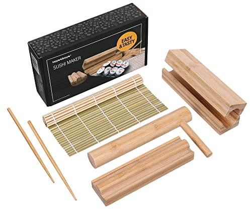 Toys4Boys Bambou Kit Sushi Complet - Sushi Maker - Japonais Accessoire de Haute Qualité - Appareil pour Maki et Onigiri