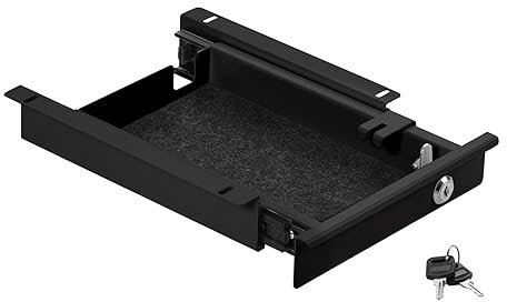 CAVO Dokumentenschublade aus Stahl 220 mm schwarz, abschließbar, mit Kabeldurchführung, Unterbauschublade für Schreibtische von SOTECH