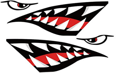 Hai-zähne-mund-aufkleber + Skelett-fisch-aufkleber, Wasserdichter Hai-auto-aufkleber, Langlebig, Fahrrad-hai-aufkleber, Lustige Vinyl-aufkleber Für Kajaks, Kanus, Fischerboote, Fahrrad-hai-aufkleber,