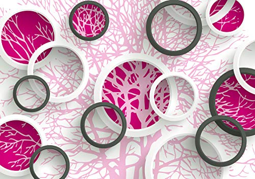 wandmotiv24 Fototapete rosa 3D Abstrakt Fenster Kreise, 200 x 140cm - selbstklebende Strukturtapete, Wanddeko, Wandbild, Wandtapete, M4592