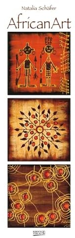 AfricanArt - Kalender 2024 - Hochformat - Natalia Schäfer - Korsch-Verlag - Golddruck - Kunstkalender - Vertikal-Kalender mit Triplets - 28,5 cm x 69 cm