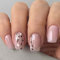 24Pcs False Nails Short Square, French Tips Fake Nails Glossy Press on Nails, Nude Pink Full Cover Acrylic Nails with Heart and Vine Design Reusable Stick on Nails for Women and Girls