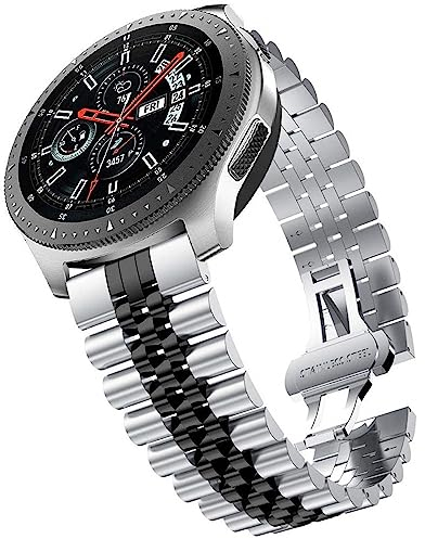 Niziruoup 20mm Edelstahl Uhrenarmband mit Schnellverschluss Jubilee Uhr Uhrenarmbänder Ersatzarmbänder Edelstahlarmband Metall Armband für Herren Damen, Edelstahl, Silber Schwarz