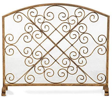 JUNNIU Écran de cheminée doré, Garde-Corps de cheminée en Fer forgé de Style européen créatif, cloison de Couverture d'écran de Garde-feu pour intérieur extérieur Decoration