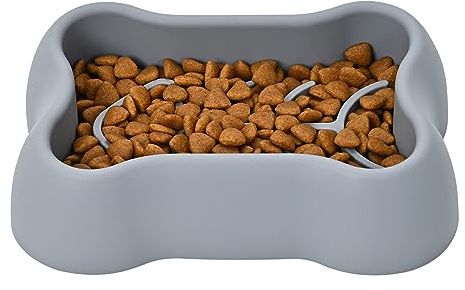 SWZYOR Ciotola per Cani a Alimentazione Lenta,Ciotola per Gatti per Rallentare l'Alimentazione,Distributore di Cibo Divertente per Animali,Ciotola Antiscivolo per Cani/Gatti/Animali Domestici (Grigio)