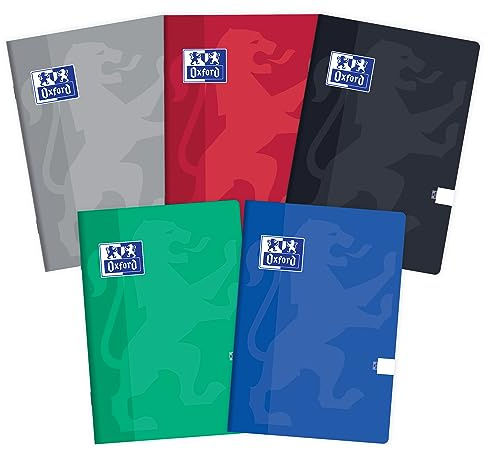 Oxford Notizbuch A4, 60 Blätter, blanko, 5 Stück-Packung Farbenmix