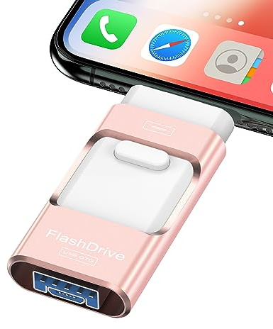 Clé USB pour iPhone 256 Go, clé USB à transfert haute vitesse, stockage externe, extension de mémoire pour iPhone/iPad/PC/ordinateur portable (rose)