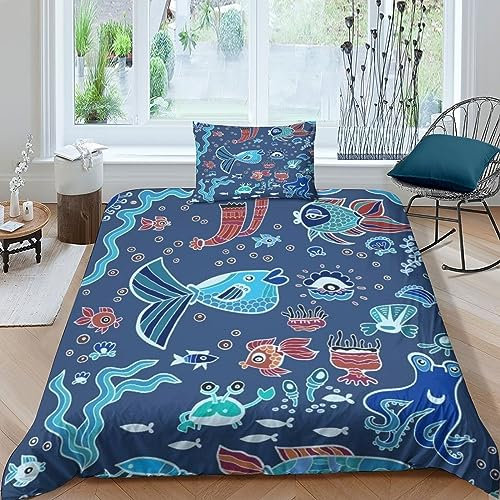 HMLTD Caviar Bedding 3D Bettbezug 3 Teilig Mikrofaser Cartoon Bettbezüge, Weiche Bettwäsche Trösterbezug Set Mit Reißverschluss Und Kissenbezug Für Erwachsene Kinder Single(135x200cm)
