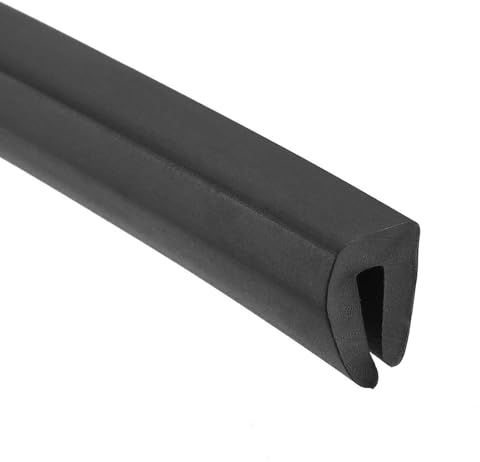 TOP-VIGOR Edge Trim U Seal, Black Rubber U Channel Edge Trim Rubber Seal, U Shape Weather Stripping for Edge Protector Fits 1/32'' - 1/16'' Edge 10Ft Length