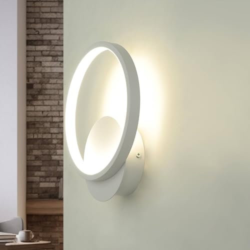 Licht-Erlebnisse LED Wandleuchte Innen, Wandlampe Weiß, H:22,5 cm, 10 W, 760 lm, 4100 K, neutralweiß, indirekt, Schminken, Rasieren, Bad, Wohnküche, Flur, Treppenhaus Beleuchtung