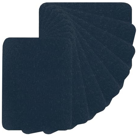 PATIKIL Fabric Iron-on Patches, 8Pcs 5x4 Inch Inside & Outside Strong Glue 100% Cotton Repair Patches Kit for Clothing Pants Mending and Decorating, Navy Blue