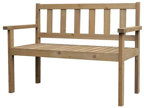 DAVBIR Holz im Freien im Freien, Gartenbank mit Rückenlehne und Armlehne, Furniture Park Bank für Terrasse, Rasen, Balkon, Garten, Veranda, Deck, Pool am Pool