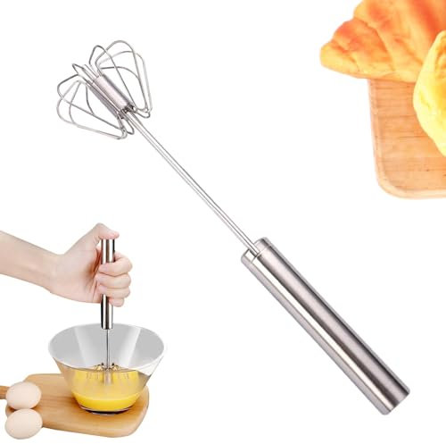 Whizzy Whisk, Stainless Steel Semi Automatic Egg Beater Whisk, Hand Push Rotary Whisk Blender, Hand Push Mixer Stirrer for Blending, Whisking, Beating & Stirring (10 in)