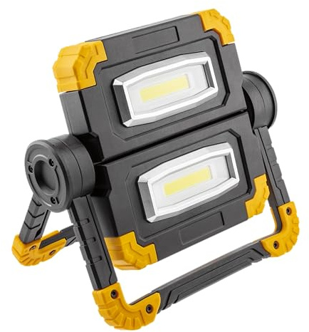 GTV LIGHTNING - Handlicher LED-Strahler, Integrierter 5000-mAh-Akku, Eingebaute Powerbank, WORKY LED-Flutlicht, USB-C, IP44, 2x10W COB, 1200lm, 6400K, 5V 1A