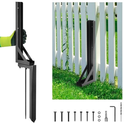 aleawol Fence Post Repair Kit Heavy Duty Support Stake, Steel Fence Post Repair Kit with Nails Drill, Garden Ground Spike for Repairing Damaged Gate Posts Sign Posts or Mailbox