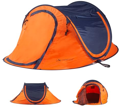 HikeMeister ® Camping Zelt Pop Up Zelt für 2 Personen Wurfzelt Wasserdicht, Winddicht und Atmungsaktiv Campingzelt Trekkingzelt Strandzelt Festival Zelt Angel Zelt- Inkl. Tragetasche (Model 1)