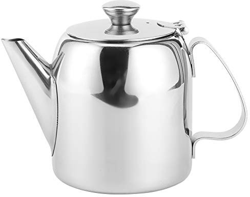 HAOHIZE Teekanne Edelstahl, 500ML Kaffeekanne, Edelstahl-Wasserkocher, Kalter Kurzer Teekannenauslauf für Restaurants, Konferenzräume, Wohnzimmer