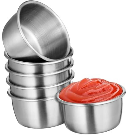 TOPBATHY 3 Set Eleganti Contenitori Per Salse in Acciaio Inossidabile Tazze Per Immersione Stoviglie Multiuso Per Occasioni Da Pranzo 6 Pezzi * 3