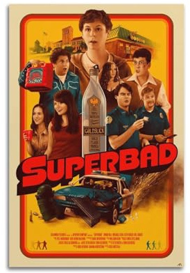 RISUANHENM Superbad Poster, Raumdekoration, künstlerisches Poster für Zimmer, ästhetische Leinwand, Wandkunst, Schlafzimmer-Dekor, 60 x 90 cm, ungerahmter Stil