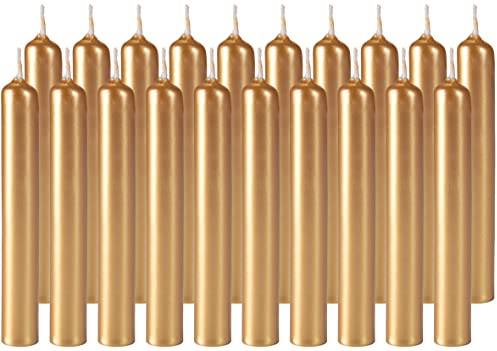 BRUBAKER 20er Pack Geburtstagskerzen Gold 9,5 cm | Kleine Spitzkerzen für Geburtstag, Magie, Rituale oder Partydekoration - Dekokerzen mit 1,25 cm Durchmesser - Stabkerzen