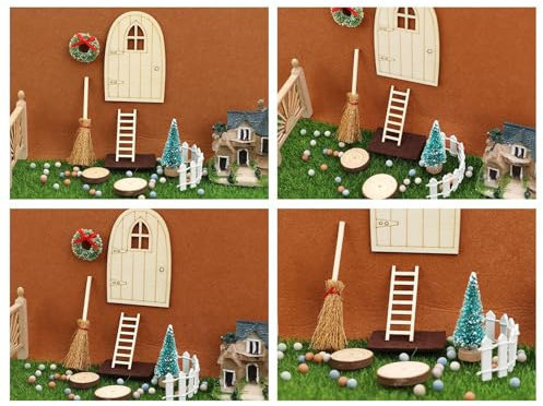 Puppenhausmöbel – Miniatur-Wandfeen aus Holz | Miniatur-Weihnachtsbaum Minii Feentür aus Holz | Wichteltür für festliche Weihnachtsstimmung | Weihnachtsparty Outdoor-Dekor | Feentür aus Holz