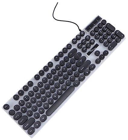 Angoily Teclado USB De Computadora Cable, Diseño Redondo Creativo, Retroiluminado Negro, Compatible Pc y Móvil, Adecuado para Oficina y Viajes, Teclas Cómodas y Prácticas