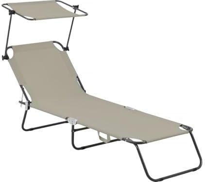 Habitat et Jardin Bain de Soleil Pliable Lazy - avec Pare Soleil - Taupe