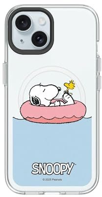 RhinoShield Clear Hülle für MagSafe für iPhone 15 | Snoopy Starker Magnet, Anti-Vergilbung, transparent, hohe Klarheit, stoßfest, Fallschutz nach Militärstandard