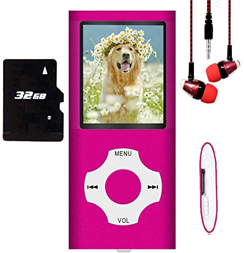 Hotechs MP3-Player/MP4-Player, MP3-Player mit 32 GB Speicherkarte, schlankes Design, digitales LCD-Display, 4,6 cm (1,8 Zoll) Display, FM-Radio