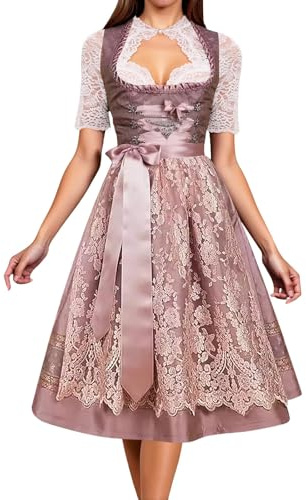 YOSUWOAI Abito da donna Dirndl Oktoberfest, abito tradizionale bavarese, elegante rosa, set completo di abiti da dirndl, abito lungo per carnevale, Oktoberfest