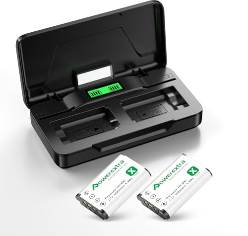 Powerextra 2-Pack NP-BX1 Battery and Dual USB Charger Kit | for Sony Cyber-shot RX1, RX1R II RX100 (II/III/IV/V/VA/VI/VII), ZV-1, ZV-1 ii, ZV-1F,DSC-HX400 DSC-HX80, HX90V, HX99