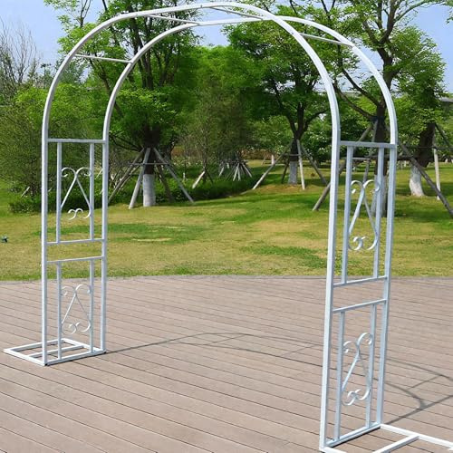 Wetsfgdg Rosenbogen Metall - L220xW40xH230cm, Metallbogen, robuster Gartenbogen aus stabilem Stahl, langlebig und standsicher, auch für schwere Pflanzen geeignet, Weiß A