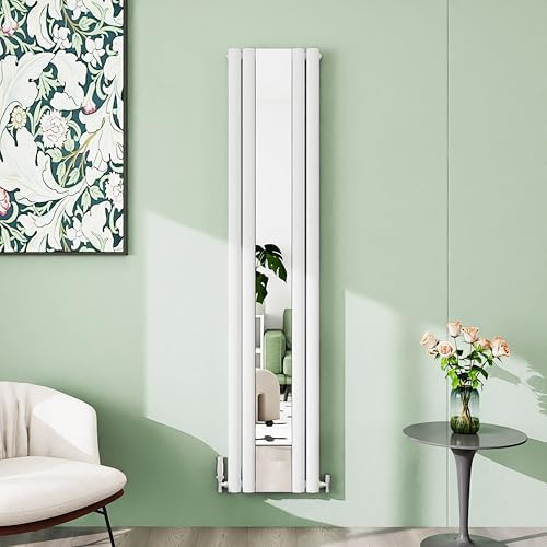 Simple Bathroom 1800x381mm Vertical Modern Mirror Radiator White Single Column Designer Central Heating Radiator