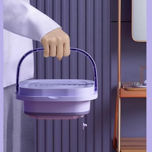 Portable Washing Machine, 8L Mini Foldable Washer with Spin Dryer, Green ABS+PU Material, 29.5x29.9x29cm, 10W Power, 3-Gear Mode for Travel (Purple)