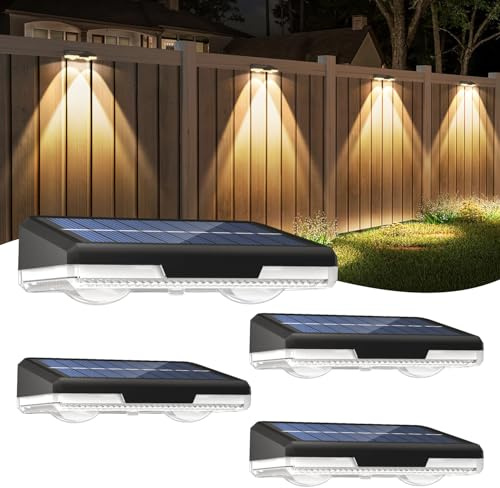 EVXFG Solar Fence Lights Outdoor Garden - 4 Pack Garden Wall Lights Outdoor | 8 Colors 9 Modes RGB Fence Light For Ouside IP65 Waterproof - Solar Powered Patio Deck Pool Step Fence Gate Yard Decoration