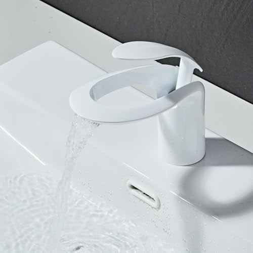 Rubinetto Bagno Bianco Rubinetto Lavabo Bagno Cascata Miscelatore Rubinetto per Lavabo Bagno